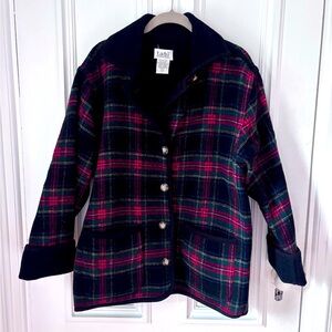 Tabi Plaid Vintage Wool Reversible Cottagecore Chore Coat Size Medium Holiday